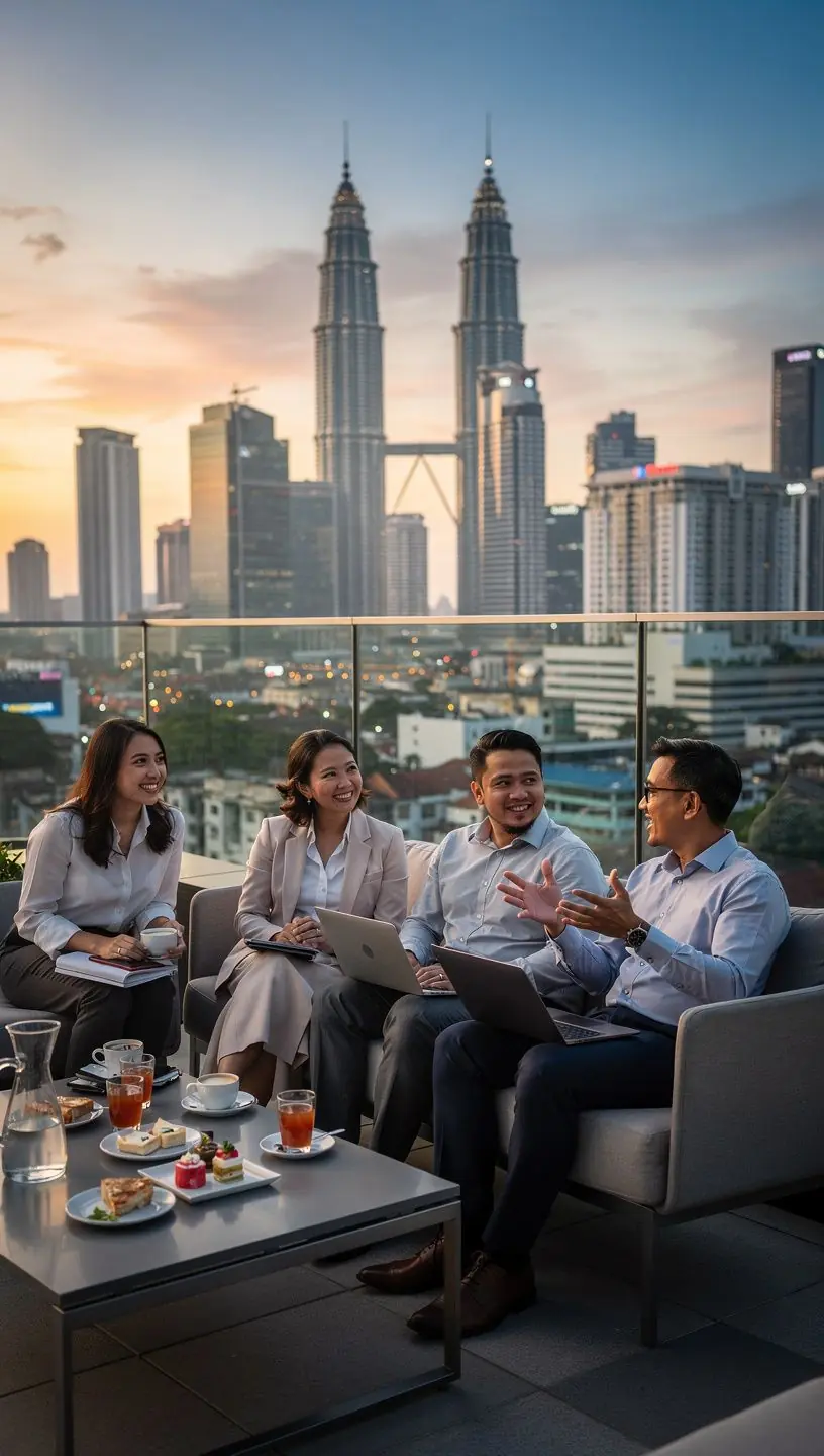 A detailed layout of a conference schedule displayed on an electronic screen for attendees.
