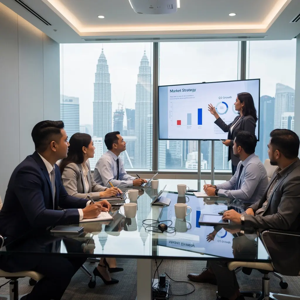 An aerial view of a bustling trade show floor filled with exhibitors and enthusiastic visitors.
