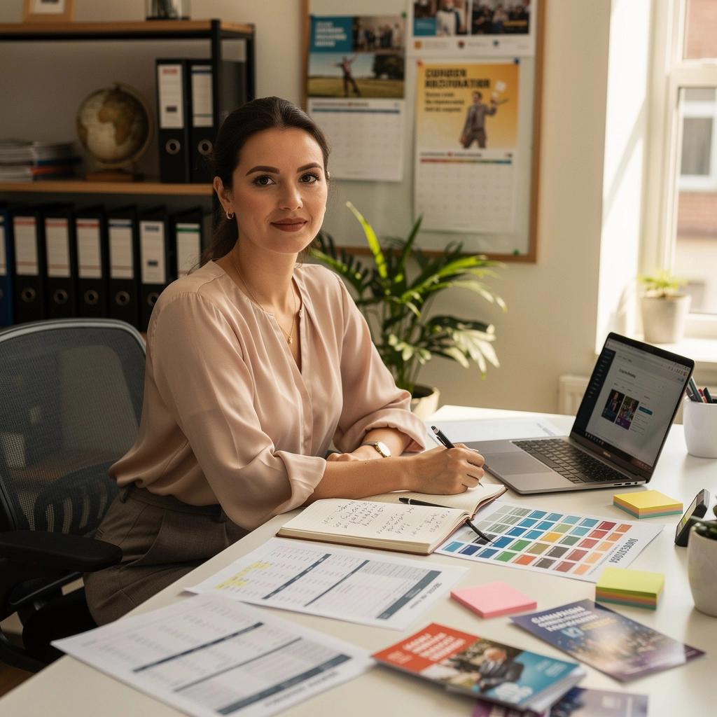 Vibrant promotional banners and displays set up in a well-organized event space.